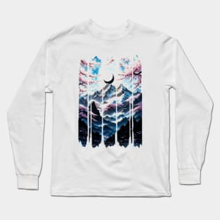 Japanese Moon Mountain Long Sleeve T-Shirt